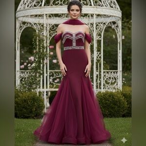Fashion Nova Burgundy Prom Dress